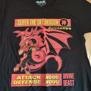 Yu-Gi-Oh, Slifer The Sky Dragon Graphic TShirt Men's Size Medium Black, Official